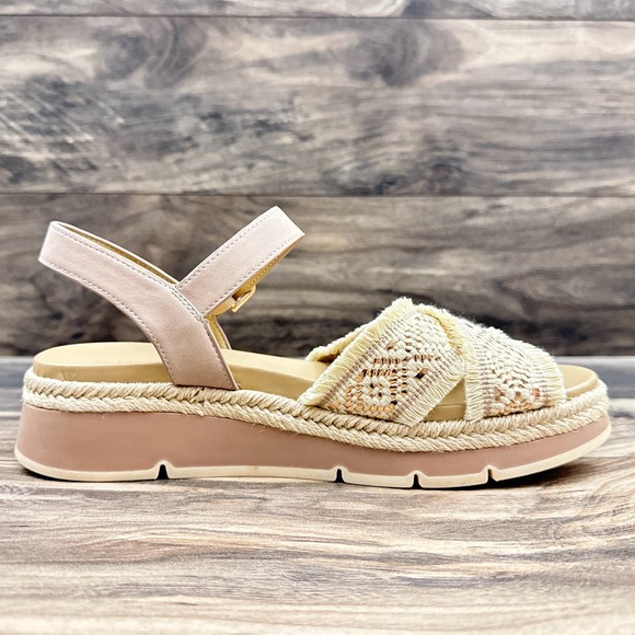 NIB Naturalizer Delaney 2 9M Woven Ankle Strap Comfort Platform Sandal Natural - Picture 6 of 12